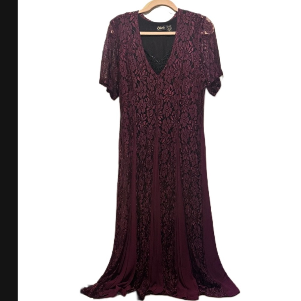 GORGEOUS vintage Purple plum  lace‎ dress size m whimsigoth